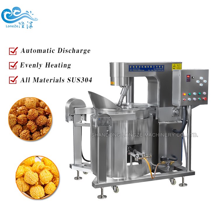 CE Approved Big Capacity Automatic Commercial Caramel Flavored Gas Popcorn Machine Industrial Popcorn Production Line